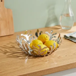Modern Silver Metal <b>Coral</b> Design Decorative Bowl Fruit Bowl Centerpiece for Home Decor Dining Table Living Room - Product Image 5