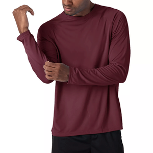 T-shirt uni à manches longues pour homme, coupe classique confortable, protection solaire, idéal pour l'entraînement et la gym - Product Image 3