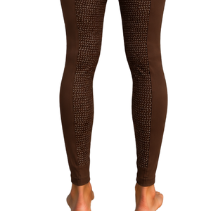 Women Chocolate <b>Brown</b> High Waist Equestrian Riding <b>Leggings</b> Stretch Horse Riding Breeches Textured Fabric Front Pocket Design - Product Image 4