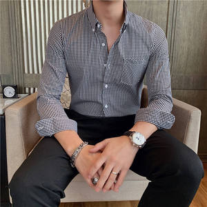 เสื้อเชิ้ตแขนยาวลายตารางสีแดงสำหรับผู้ชาย ปกติดกระดุม ผ้าป๊อปลิน ระบายอากาศได้ดี เหมาะสำหรับฤดูร้อน - Product Image 3