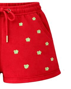 Pantalones Cortos de Mujer con Estampado de Trébol Rojo Personalizados, de Algodón y Felpa, Casuales de Verano, con Cintura Ajustable, Fabricante Personalizado, Ropa al por Mayor - Product Image 4