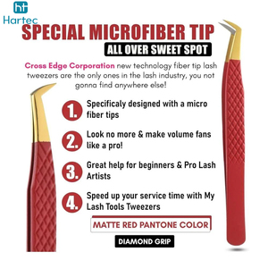 Red and Gold Color Wholesale Rate Custom Made Durable Stainless Steel Beauty Instruments Eyelash Extension and Volume Tweezers - Product Image 5