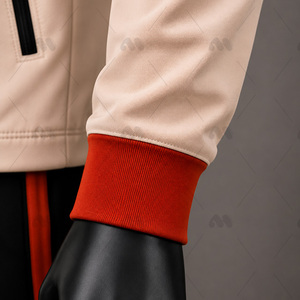 Survêtement sportif pour homme à manches longues, col roulé, en polyester et coton respirant, coupe classique, avec poches latérales et fermeture éclair - Product Image 4