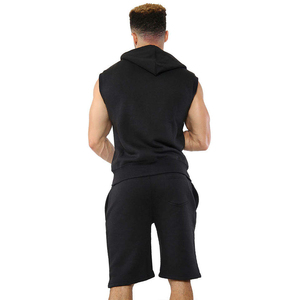 Ensemble 2 pièces en coton personnalisé avec logo, design tendance, vêtements décontractés, résistant et respirant, idéal pour l'été, comprenant un sweat à capuche et un short. - Product Image 3