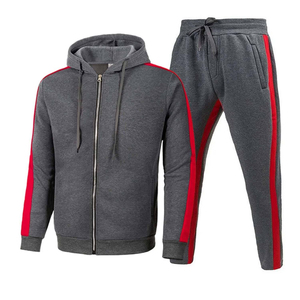 Custom Logo Men's Tracksuit Set Full Zip Hoodie and Jogger <b>Pants</b> 2 Piece Set Side Stripe Gym Training Fleece Sportswear Suit - Product Image 4