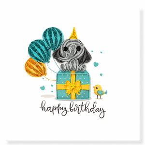 Custom Quilling Card Little <b>Elephant</b> Birthday Wishes Design Theme, Wholesale Handmade Birthday Card, 3D Birthday Greeting Card - Product Image 1