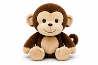Boneka Monyet Plushie Bordir, Mainan Lembut Isi Kapas PP, Lapisan Bulu Kelinci, Merek Divyas untuk Anak Usia 2-13 Tahun