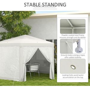 Gazebo Esagonale Bianco Crema 4x3,3m con Pareti in Rete per Feste all'Aperto - Product Image 6