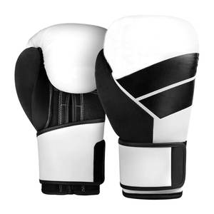 Guantes de Boxeo Profesionales Blancos y Negros con Diseño Gráfico - Correa Ajustable de Velcro - Guantes de Entrenamiento de Espuma - Product Image 1