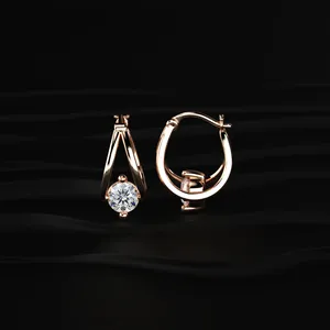 Meilleures boucles d'oreilles pendantes en diamant de laboratoire taille ronde, en or, avec diamants créés en laboratoire, bijoux d'oreille de luxe pour mariée, tendance. - Product Image 2