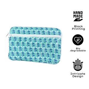 Housse pour ordinateur portable élégante et luxueuse, matelassée, avec poches, en pur coton, faite à la main, motif imprimé au bloc de Jaipur, fermeture éclair, légère - Product Image 3