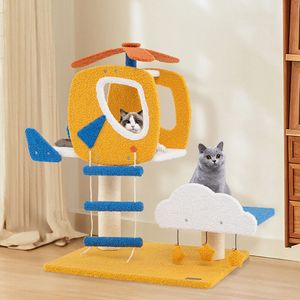 Árbol para Gatos Pequeño con Temática de Aviación, con Plataforma Superior en Forma de Helicóptero y Rascador para Gatos - Product Image 3