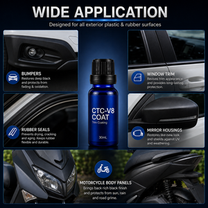 CTC-V8 Weather Resistance <b>Plastic</b> Restorer Ceramic Coating 30ml with 20000 Scrub Cycles for Auto <b>Rubber</b> Seals & Car Trim Restore - Product Image 4