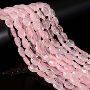 Perles en vrac Beadsnfashion SP-2099 12x8mm ovales en quartz rose, couleur rose pâle, pour collier, bracelet, boucles d'oreilles, bijoux - Product Image 3