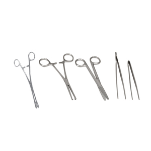 Juego de instrumentos quirúrgicos menores: Pinzas, tijeras, mango de bisturí, retractor y kit de sondas de acero inoxidable a precio económico - Product Image 1