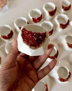 Velas de Té de Cristal Rojo en Forma de Hexágono Geométrico, Paquete al por Mayor, No Tóxicas, Sin Humo, para Diwali, Navidad, Pascua, Hogar - Product Image 4