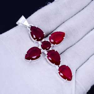 Pendentif croix en onyx rouge, bohème, argent sterling 925, bijoux faits à la main, collier en pierre naturelle, vente en gros pour femmes - Product Image 1