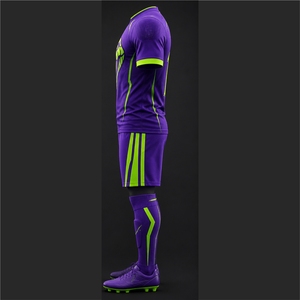 High Quality Men's <b>Soccer</b> Jersey Set Purple Neon Green Striped Sublimated Moisture Wicking Short Sleeve Athletic Fit All Seasons - Product Image 2