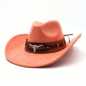 Sombrero Vaquero Unisex de Moda Invierno 2024, Estilo Occidental con Cinturón de Cuero Sintético con Cabeza de Buey para Adultos, Entusiastas del Aire Libre - Product Image 4