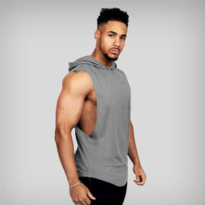 New Workout Hooded Tank <b>Tops</b> Bodybuilding Muscle Men's Sleeveless Gym Hoodie Cut T Shirt Polyester/Cotton Quick Dry Breathable - Product Image 1