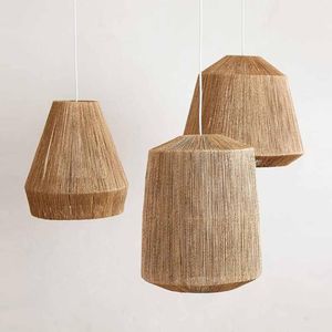Handwoven Water Hyacinth Pendant Light Eco Friendly Jute Hanging Lamp Shade Bohemian Rattan Drum <b>Lampshade</b> for Restaurant Hotel - Product Image 3