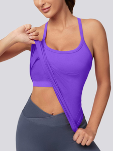 Camiseta sin mangas informal de verano para mujer con logotipo personalizado en la parte delantera, transpirable, de poliéster/algodón, con cuello redondo, para hacer ejercicio. - Product Image 5
