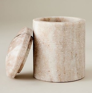Pot en marbre noir, récipient de rangement en pierre, boîte hermétique en marbre avec couvercle à poignée sphérique, organisateur de salle de bain de luxe, rangement cosmétique - Product Image 5