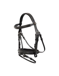 Brida para Caballo de Cuero Genuino Ligero con Diadema de Cristal de 8mm, Cómoda Diadema Acolchada de Diseño y Riendas de PVC Incluidas - Product Image 1