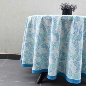 Round Printed 8 Seater Round 220 cms Tablecloth Cotton Cotton French Design <b>Table</b> <b>Cover</b> Pastoral Style African Fish Blue Mist - Product Image 6