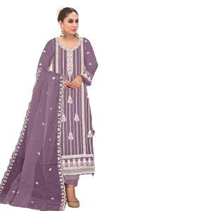 Traje de Salwar indio de alta calidad Extra exclusivo ruso semicosido Anarkali trabajo interior de algodón largo hermosos diseños de lujo - Product Image 1