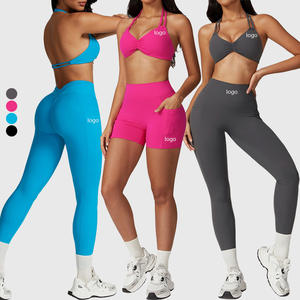 Ensemble de vêtements de sport Pilates pour femmes, 2 pièces, avec coussinet de poitrine contrastant, respirant, personnalisé, pour la gym et le yoga, avec fermeture éclair - Product Image 6