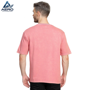 เสื้อยืดคอตตอนหนาน้ำหนักมาก สีชมพูวินเทจ ล้างสีแบบแอซิดวอช ทรงคอกลมเรียบง่าย สไตล์สตรีทแวร์ โอเวอร์ไซส์ ไหล่ตก - Product Image 4