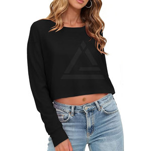 Sweat-shirt court tendance pour femme avec coupe décontractée, tissu extensible, manches longues pour tous les jours et les tenues de week-end - Product Image 6
