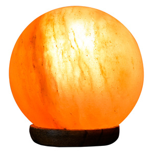 Lampe globe en sel de l'Himalaya en matériau organique, sphère sculptée, décoration d'intérieur, sans cordon, ampoule rose respirante - Product Image 2