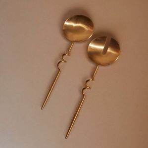 Handmade Golden Stainless Steel <b>Salad</b> <b>Server</b> With Long Brass Designer Handle for Home & Restaurant Tabletop Usage - Product Image 2