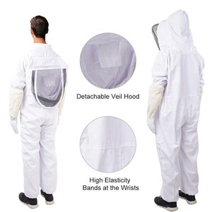 Men's White Beekeeping <b>Suit</b> With Mesh Hood Cotton Breathable Work Coverall Gloves Hive Tool Brush Set Beekeeping <b>Suit</b> - Product Image 2
