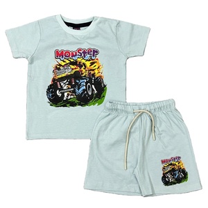 Oferta de Verano: Conjunto de Camiseta/Polo de Manga Corta 100% Algodón con Contraste de Color y Pantalones Cortos Elásticos para Niños - Product Image 2