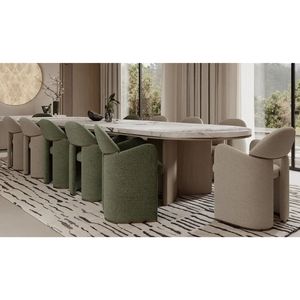 Juego de Comedor de Madera de Teca Sólida de Lujo, Mesa de Banquete Extralarga, 12 Sillas Talladas con Hojas de Oro, Muebles de Comedor Estilo Palacio - Product Image 1