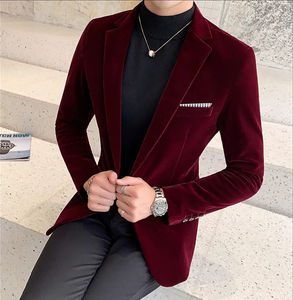 Blazer de Terciopelo para Hombre, Corte Entallado, Cierre de un Botón, Chaqueta de Lujo para Fiesta, Boda, Graduación, Abrigo Formal Elegante, Moda Masculina - Product Image 5