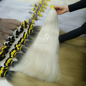 Extensiones de Cabello Humano Virgen al Por Mayor, Color Rubio para Trenzas, Liso Natural, Suave y Sedoso - Product Image 3