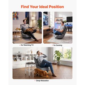 Swivel Floor <b>Gaming</b> <b>Chair</b> <b>with</b> <b>Footrest</b> 360 Degree Rotating 4 Adjustable Positions Folding Backrest Metal Frame - Product Image 6