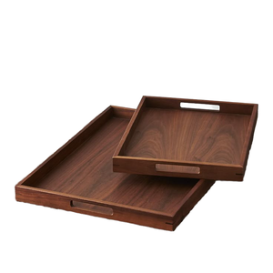 Plateau de service moderne en bois massif, plateaux décoratifs pour la maison, le restaurant et l'hôtel, design personnalisé disponible en gros - Product Image 5