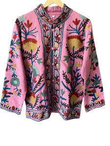 Veste courte en coton TNT Suzani pour femmes, vêtements ethniques brodés, vêtements d'extérieur courts - Product Image 2