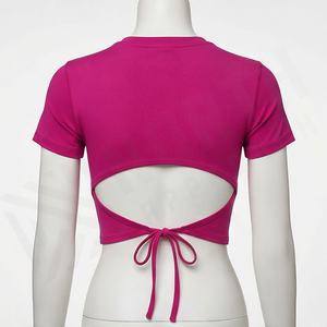 T-shirt court personnalisé pour femme, manches courtes, imprimé, style streetwear, col rond, en tissu vierge, hauts tendance - Product Image 2