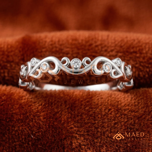 Vintage Scrollwork Filigree 925 Sterling <b>Silver</b> Moissanite Wedding Band Bezel <b>Set</b> Round Cut Diamond Eternity <b>Ring</b> for Women - Product Image 1