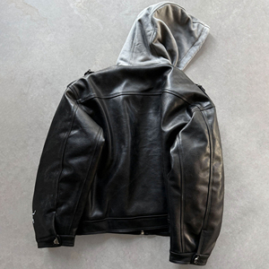 Men's Genuine Leather Hoodie <b>Jacket</b> Soft Hooded Pullover Windproof Oversized Winter Streetwear Outerwear OEM ODM Manufacturer - Product Image 5