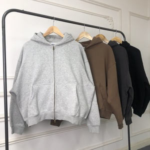 Unisex Solid Hooded Zipper Sweatshirt Full Sleeve Relaxed Fit Adults All Seasons Cotton Polyester Jacket - Product Image 6