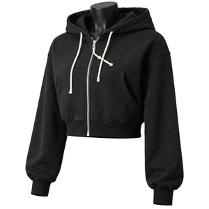 Hoodie court personnalisé pour femme, style streetwear, 100% coton, respirant, écologique, décontracté - Product Image 2