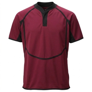 Polo Deportivo de Manga Corta para Hombre, Color Negro y Rojo, de Secado Rápido, Tejido, Corte Regular - Product Image 3