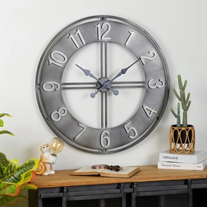 Round Metal <b>Wall</b> <b>Clock</b> Analog Quartz Silent <b>Oversized</b> Industrial Style for Living Room Bedroom Decor At Cheap Price - Product Image 5